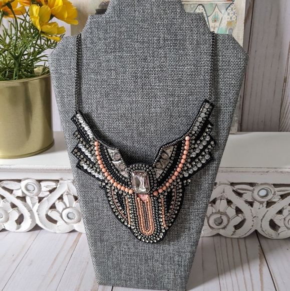 Studded Bib Necklace - Picture 2 of 5